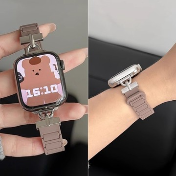 特價細款三株硅膠磁吸錶帶 適用於 Apple watch 錶帶  iWatch 10 9 8 7 6 SE 運動錶帶