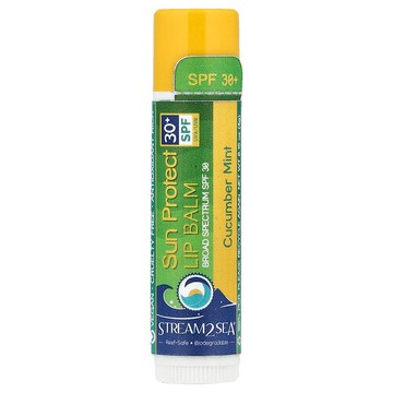 Stream2Sea, 抗曬潤唇膏，SPF 30+，黃瓜薄荷香，0.15 盎司（4 克）