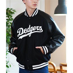 MLB Fanatics 道奇隊 LA Dodgers 棒球外套 毛呢 黑色 PU皮格 夾克 大谷翔平