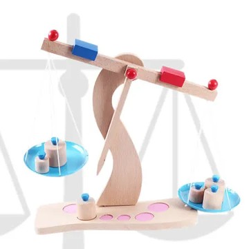 【FunKids】木製-兒童平衡練習天平教具(附木製砝碼)