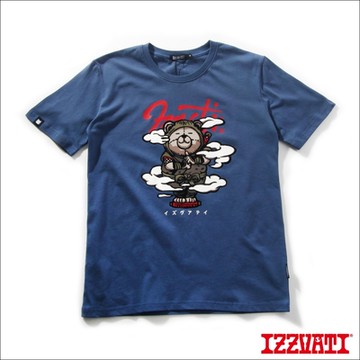IZZVATI-忍者熊植絨短T-藍