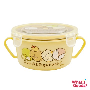 透明蓋角落小夥伴隔熱雙耳不鏽鋼碗/餐碗(黃色)  SG52051c