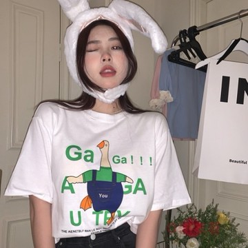 【ohi】棉質短袖T恤 韓版上衣 女生衣著 寬鬆顯瘦 圓領T恤 情侶裝 姐妹裝女短T短袖上衣(GTWA10490)