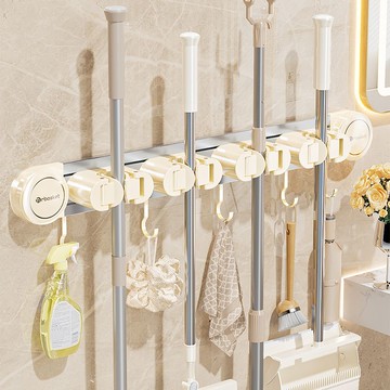 拖把夾吸盤式可移動衛生間廁所置物架移動多功能拖布夾掃把拖把架