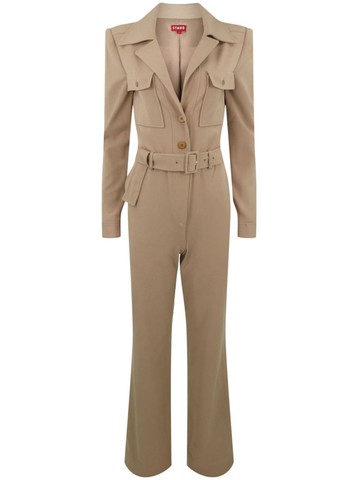 STAUD - Ramble tailored jumpsuit - women - Cotton/Linen/Flax/Elastane - 0 - Brown
