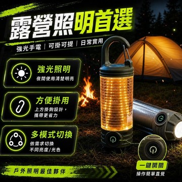 有貨在臺🚀99免運🚀2026新款露營燈 四檔調節 掛勾燈 USB充電露營燈 充電氛圍警示迷你便攜式明星同款戶外露營燈