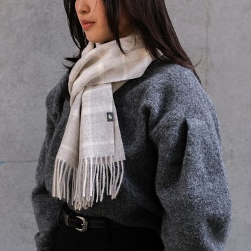 秘魯安地斯羊駝圍巾-格紋款