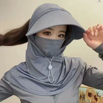 桃園出貨✨夏季抽拉繩防曬帽可寬鬆可扎馬尾大帽檐女戶外護頸擋紫外線帽子