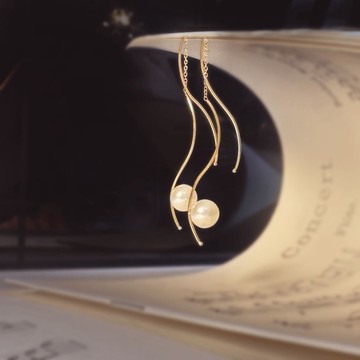 珍珠316醫療鋼耳環/針式耳環 垂墜耳環 珍珠耳環 金色耳環 生日禮