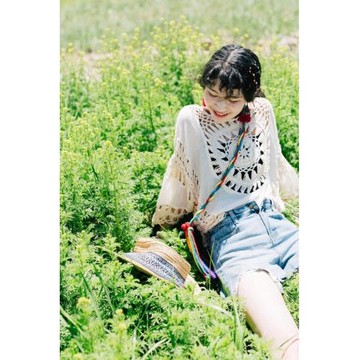 三亞海邊防曬設計感波西米亞風上衣薄外搭度假旅游鏤空鉤花罩衫女