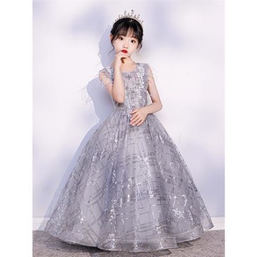 女童高端洋氣公主禮服兒童大提琴鋼琴演奏禮服裙女孩生日禮服走秀