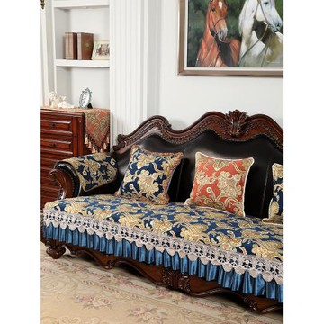 2023新款沙發墊美式雪尼爾四季通用防滑歐式坐墊藍色