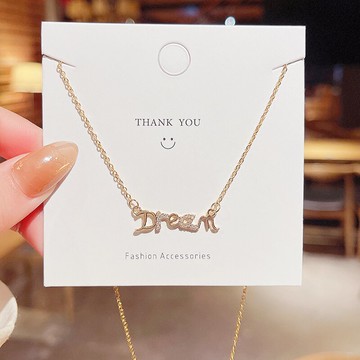 微鑲夢想字母吊牌鈦鋼項鏈女韓國東大門氣質個性時尚頸鏈潮鎖骨鏈