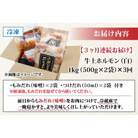 ふるさと納税 ホルモンの老舗 六間星山の牛上ホルモン（白）1kg（500g×2袋）×3回　合計3kg[C-026003] 福井県大野市