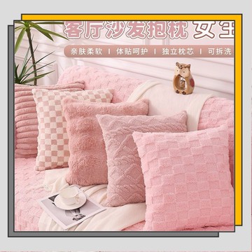 🔥臺灣出貨🔥抱枕 粉色可愛靠枕 女生抱枕套 不含芯 客廳臥室沙發毛絨靠背墊套/