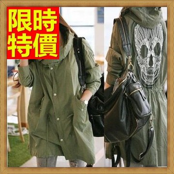 軍裝外套 女大衣-防風連帽修身版中長款女夾克64c49【獨家進口】【米蘭精品】