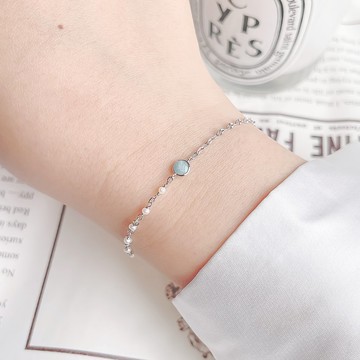 天河石925純銀不對稱設計珍珠果實手鍊