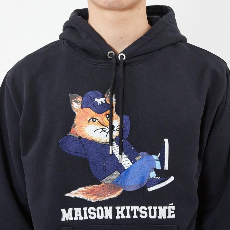 メゾンキツネ MAISON KITSUNE メンズ パーカー DRESSED FOX PRINT 