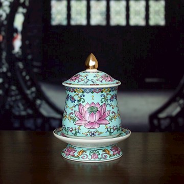 琺瑯彩蓮花供杯供佛觀音財神爺道家大悲水供奉佛前仙家佛具圣水杯