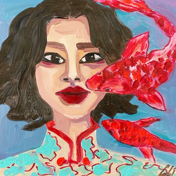 美女 油畫 原創藝術 女人肖像 野獸派 亞洲女人 抽象肖像