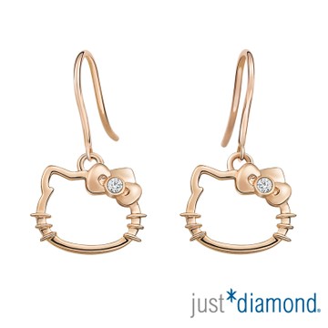 Just Diamond 18K玫瑰金鑽石耳環-愛戀貓語