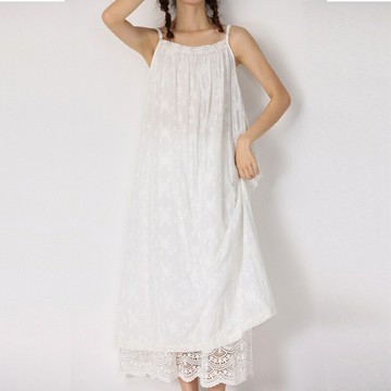 【巴黎精品】現貨+預購 連身裙日系洋裝-細肩帶蕾絲刺繡棉麻女裙子3色a1ja53