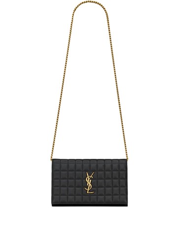 Saint Laurent - logo-plaque quilted purse - women - Lambskin - One Size - Black