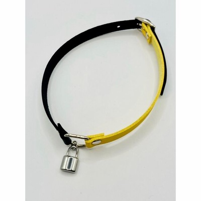 チョーカー 首輪 南京錠 ブラック レッド イエロー ユニセックス 男女  