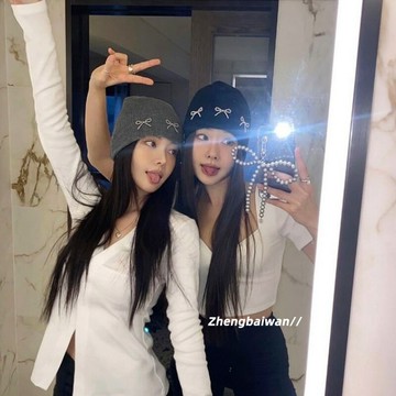 韓國博主同款立體蝴蝶結針織帽女秋冬ins新款毛線冷帽保暖大頭圍