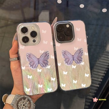 南區現貨✨ 手機殼 羽紗殼 滿屏漸變蝴蝶 適用蘋果17Air 16 15 14 13 12 Pro Max Plus