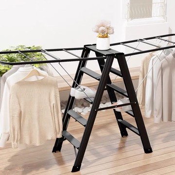 鋁合金梯晾衣架落地室內家用折疊梯加厚多功能人字梯晾曬被子兩用