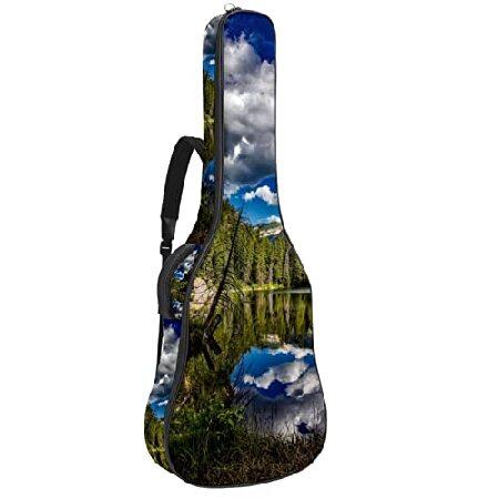 Acoustic Guitar Bag Gig Bag, 0.4 Inch Padding Guitar Case Backpack Waterproof Padded Guitar Case with Back Hanger Loop Lake Sky Forest 並行輸入品