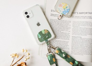 【森林走走-墨綠-花漾手機背帶】可調整長度 / 頸掛斜背兩用