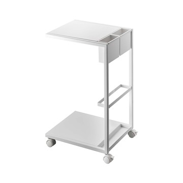 日本【YAMAZAKI】雜誌小物萬用邊桌(附輪) 白