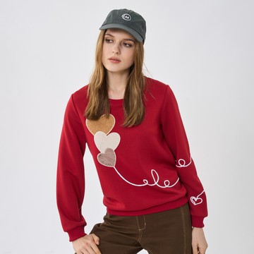 CLL巧玲瓏 愛心告白氣球長袖上衣(暗紅) 5203721