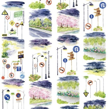 一號公路 旅行の季節 水彩畫造景 PET 紙膠帶