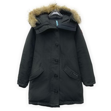 (M) canada goose黑色羽絨連帽毛領排扣外套