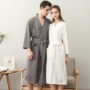 情侶款一對浴袍女長款春秋薄款男士睡袍酒店睡衣四季吸水浴衣夏季 雙11全館免運