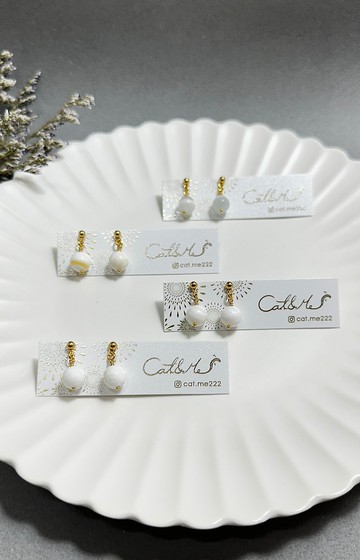 【靈動之石系列耳環】可混搭/白色系