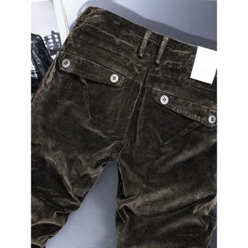 YEZOE彈力燈芯絨加厚條絨寬松直筒男士休閑褲新款潮流褲子25秋冬