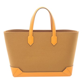 HERMES 愛馬仕【再降價】芝麻黃 亮黃 Felt Epsom皮革 Maxibox Cabas 30 托特包 X刻 【二手名牌BRAND OFF】