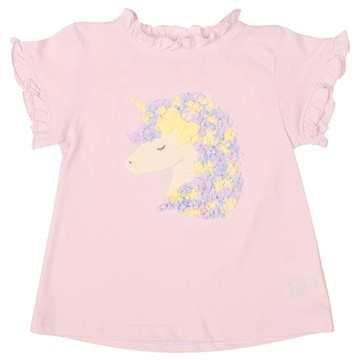 akachan honpo - 短袖T恤-彩虹色雪紡-粉紅色