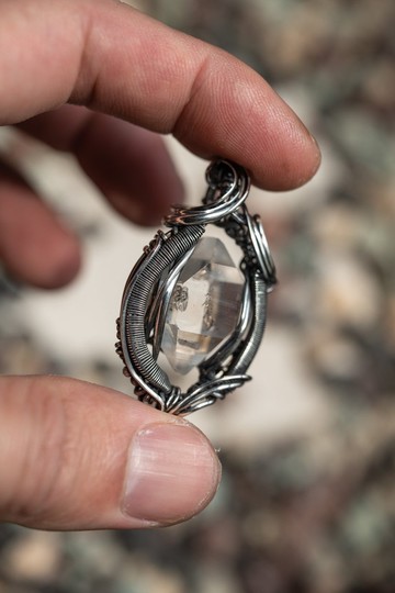 閃靈鑽 吊墜/項鍊| S925純銀 金屬繞線【迴繞製物】