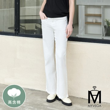 💎新品85折【MA】高含棉薄款彈性直筒牛仔長褲-白