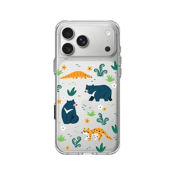 iPhone 17 Pro Max Clear Case（相機按鈕） 透明 - RHINOSHIELD X Taipei Zoo - 臺灣山林插畫（臺灣黑熊、穿山甲、石虎）