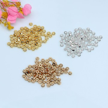 HC--【 100pcs/包】 14K包金配件切花輪胎珠 diy手工飾品月牙齒輪珠隔珠保色隔片小金珠