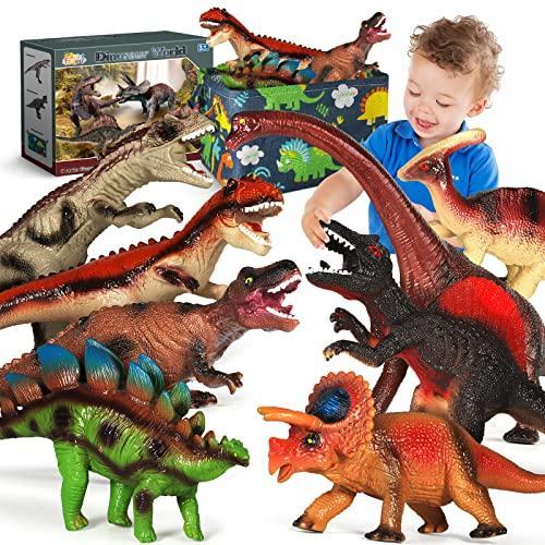  OleFun Dinosaur Toys for 3 Years Old & Up - Dinosaur Sound Book  & 12 Realistic Looking Dinosaurs Figures Including T-Rex, Triceratops,  Utahraptor, for Kids, Boys and Girls : Toys & Games