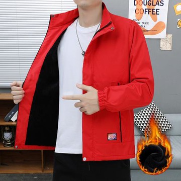 秋季新款潮牌男士夾克寬松立領加絨保暖戶外防風防水青年時尚外套