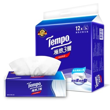 【蝦皮直營】Tempo極致3層抽取衛生紙 90抽x12包