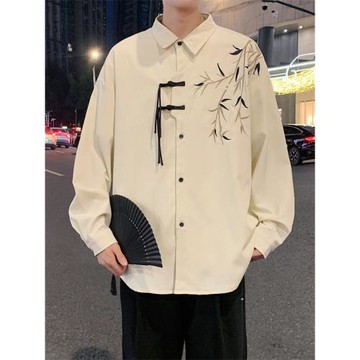 新中式國風男裝襯衫2025新款男生襯衣唐裝男款中國風漢服外套上衣